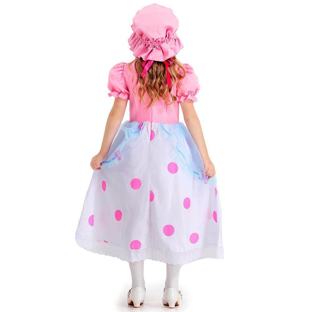 Toy Story 4 Little Bo Peep Costume Cosplay Dress Halloween For Kids - Azufun