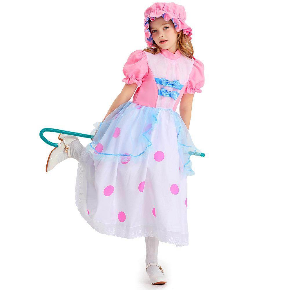 Toy Story 4 Little Bo Peep Costume Cosplay Dress Halloween For Kids - Azufun
