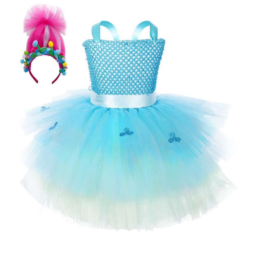 Trolls Girls gown Princess Poppy dress Birthday party ball