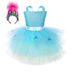 Trolls Girls gown Princess Poppy dress Birthday party ball - Azufun