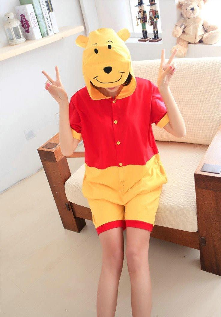 Winnie the Pooh Pajamas Onesie Hoodie Kigurumi Short Sleeve - Pajamasbuy