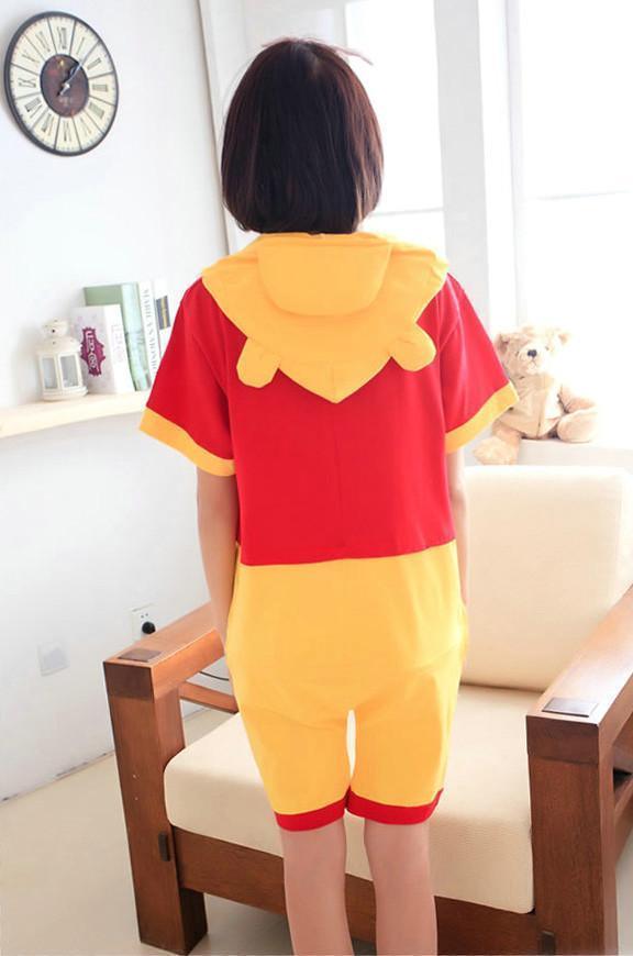 Winnie the Pooh Pajamas Onesie Hoodie Kigurumi Short Sleeve - Pajamasbuy